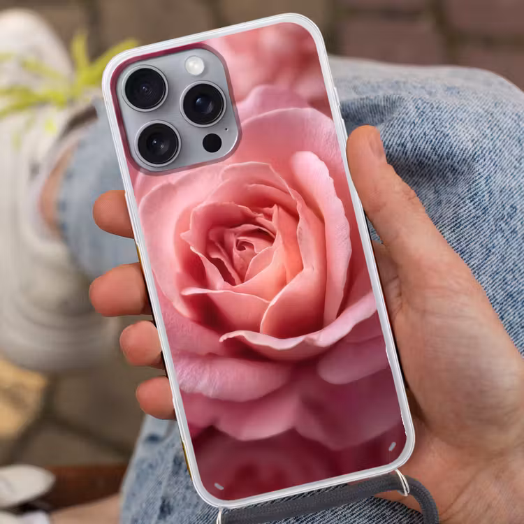 Roze - Roos - Romantisch Hoesje iPhone 16 Pro Max met koord klein -sfeer3