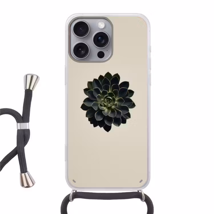 Rozet - Cirkelvormig - Donkergroen Hoesje iPhone 16 Pro Max met koord klein -3d
