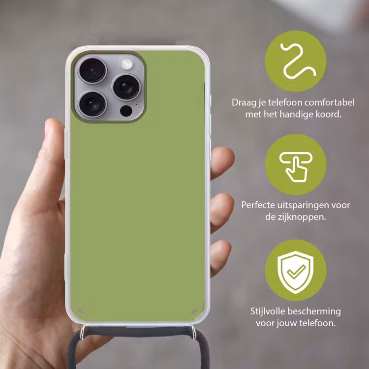 Sage - Green - Groen Hoesje iPhone 16 Pro Max met koord klein 804 -sfeer2_NL