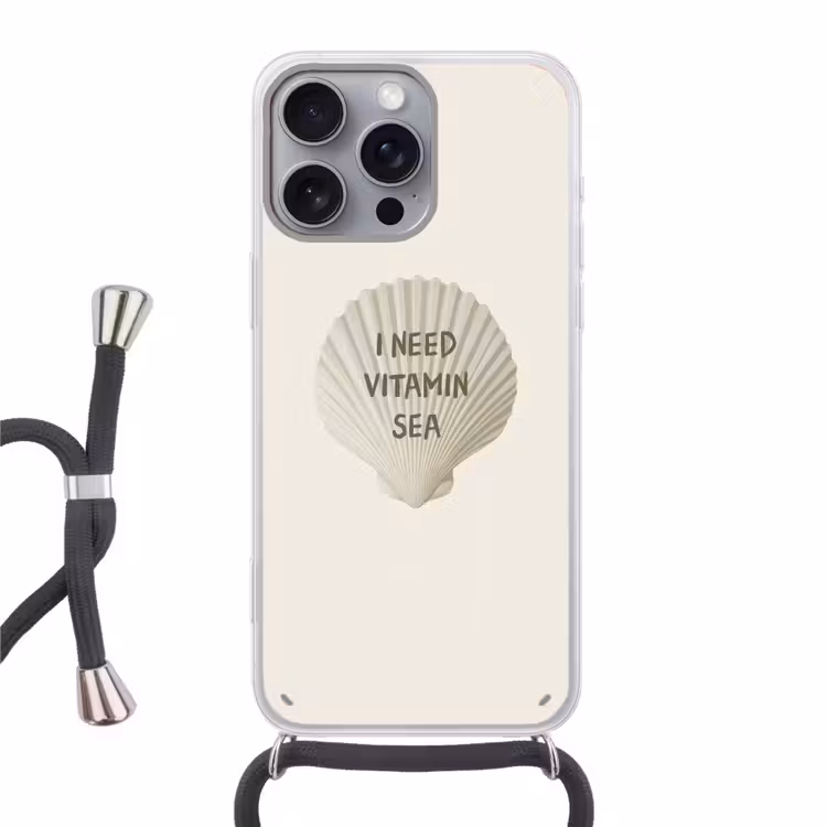 Schelp - Quote - Groen Hoesje iPhone 16 Pro Max met koord klein -3d