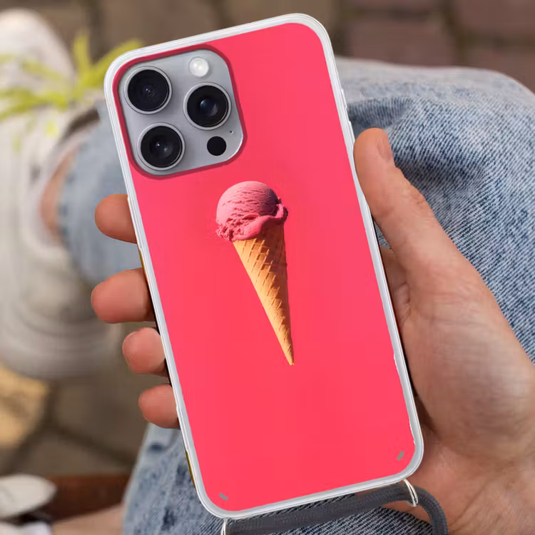 Schepijs - Roze - Hoorntje Hoesje iPhone 16 Pro Max met koord klein -sfeer3