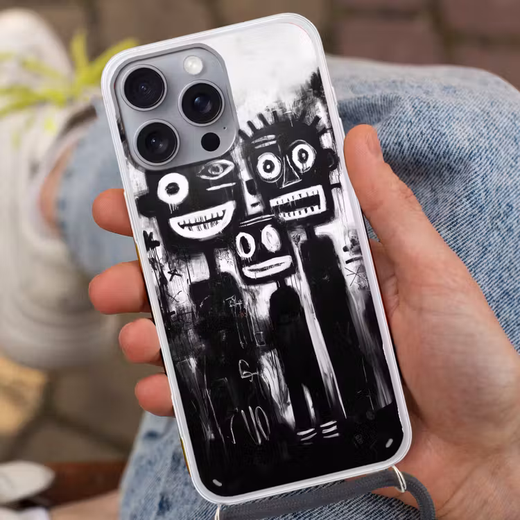 Schilderij - Figuren - Zwart - Abstract Hoesje iPhone 16 Pro Max met koord klein -sfeer3