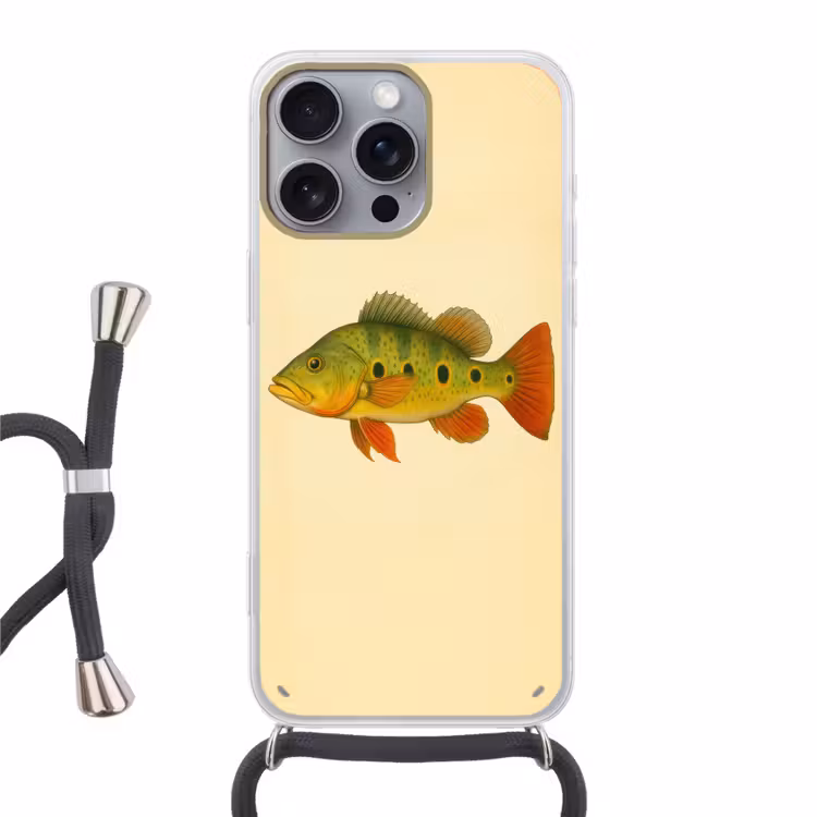 Schubben - Vis - Groen - Illustratie Hoesje iPhone 16 Pro Max met koord klein -3d