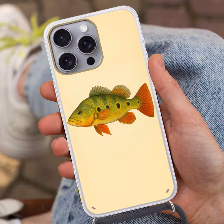 Schubben - Vis - Groen - Illustratie Hoesje iPhone 16 Pro Max met koord klein -sfeer3