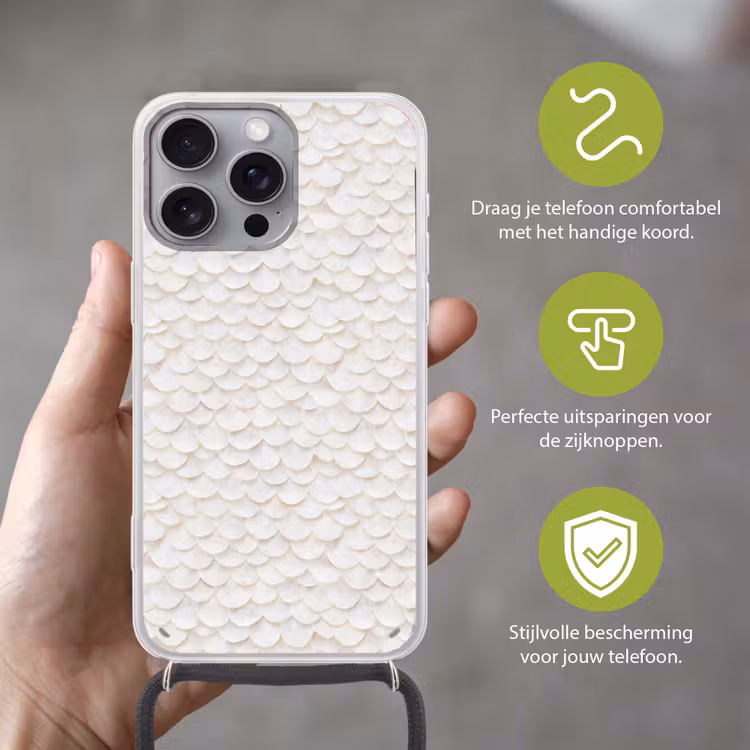 Schubben - Wit - Elegant Hoesje iPhone 16 Pro Max met koord klein 804 -sfeer2_NL