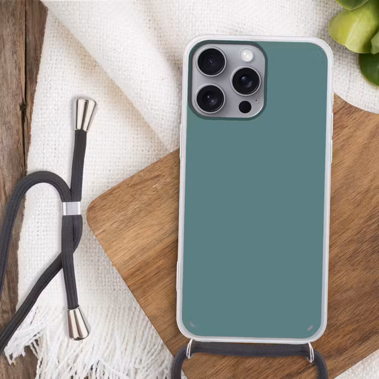 Serene - Teal - Blauw Hoesje iPhone 16 Pro Max met koord klein 804 -sfeer4