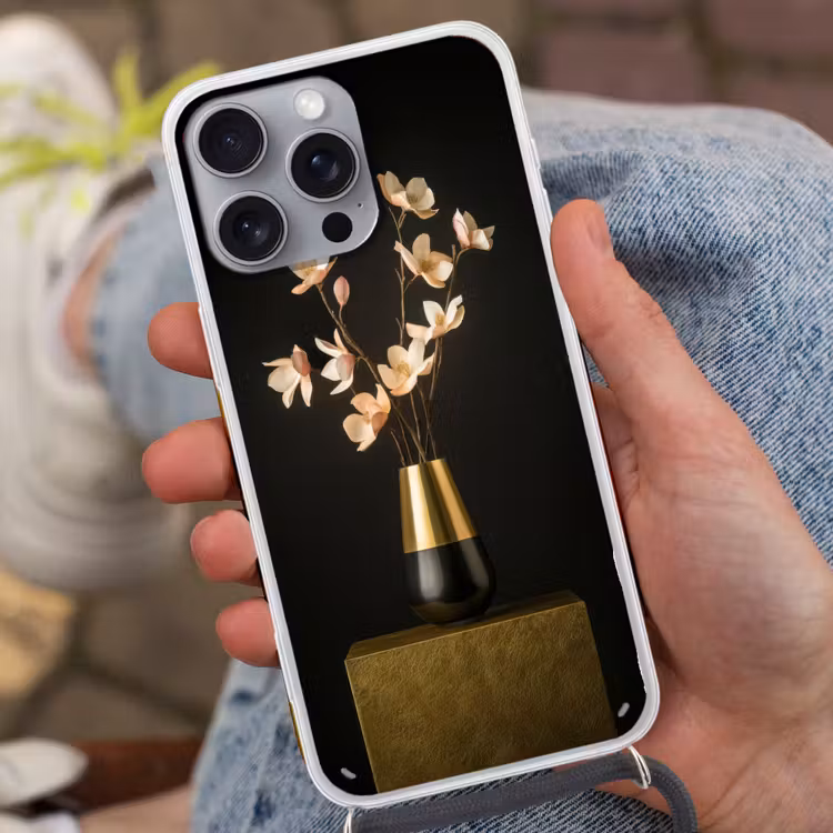 Sierlijk - Boeket - Goud - Vaas Hoesje iPhone 16 Pro Max met koord klein -sfeer3