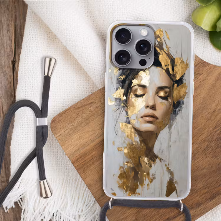 Sierlijk - Vrouw - Goud - Ogen Hoesje iPhone 16 Pro Max met koord klein -sfeer4