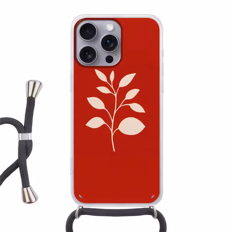 Silhouet - Bladeren - Tak Hoesje iPhone 16 Pro Max met koord klein -3d