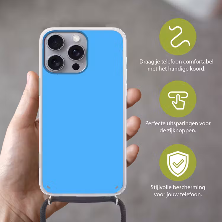 Sky - Blue - Blauw Hoesje iPhone 16 Pro Max met koord klein 804 -sfeer2_NL