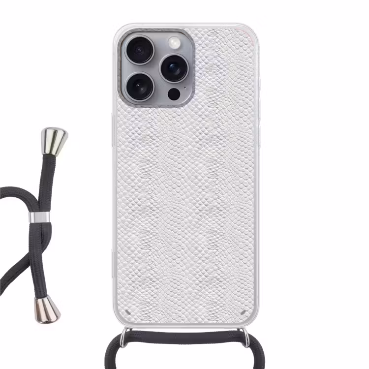 Slang - Patroon - Wit Hoesje iPhone 16 Pro Max met koord klein 804 -3d