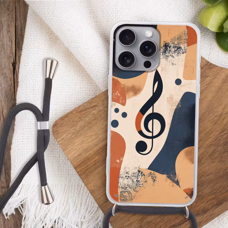 Sleutel - G - Abstract - Beige Hoesje iPhone 16 Pro Max met koord klein -sfeer4