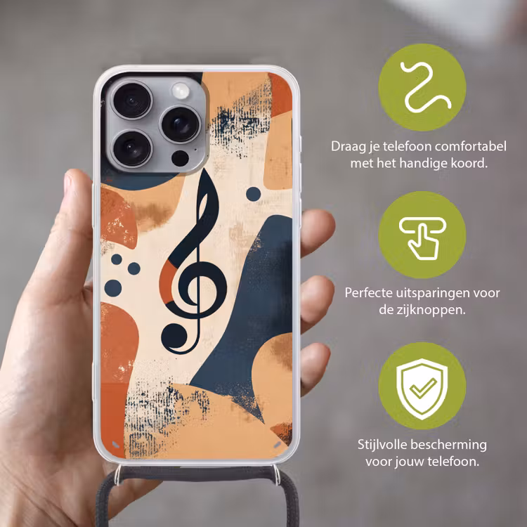Sleutel - G - Abstract - Beige Hoesje iPhone 16 Pro Max met koord klein -sfeer2_NL