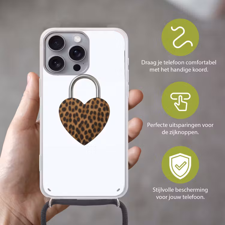 Slot - Hartvormig - Bruin - Panterprint Hoesje iPhone 16 Pro Max met koord klein -sfeer2_NL