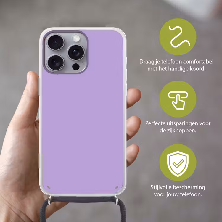 Soft - Lavender - Paars Hoesje iPhone 16 Pro Max met koord klein 804 -sfeer2_NL