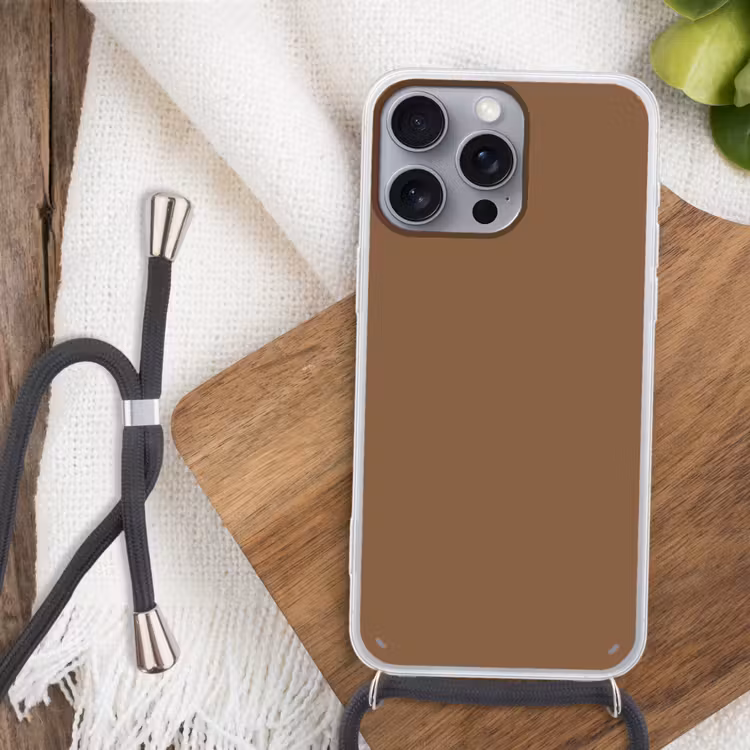 Soft - Walnut - Bruin Hoesje iPhone 16 Pro Max met koord klein 804 -sfeer4