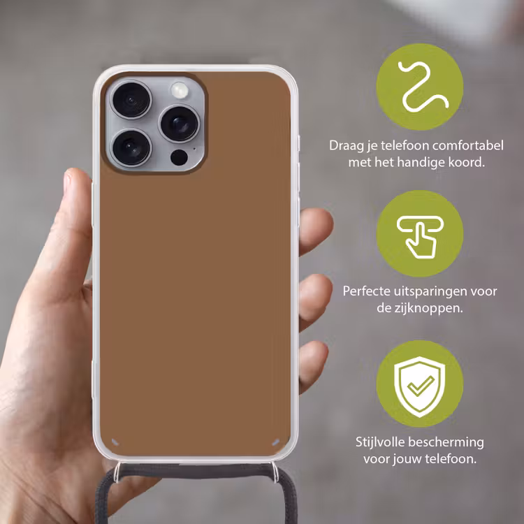 Soft - Walnut - Bruin Hoesje iPhone 16 Pro Max met koord klein 804 -sfeer2_NL