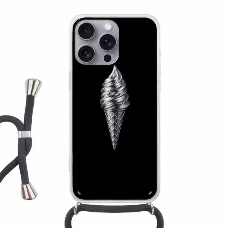 Softijs - Realistisch - Futuristisch Hoesje iPhone 16 Pro Max met koord klein -3d