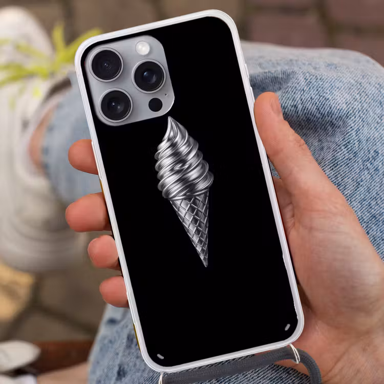Softijs - Realistisch - Futuristisch Hoesje iPhone 16 Pro Max met koord klein -sfeer3