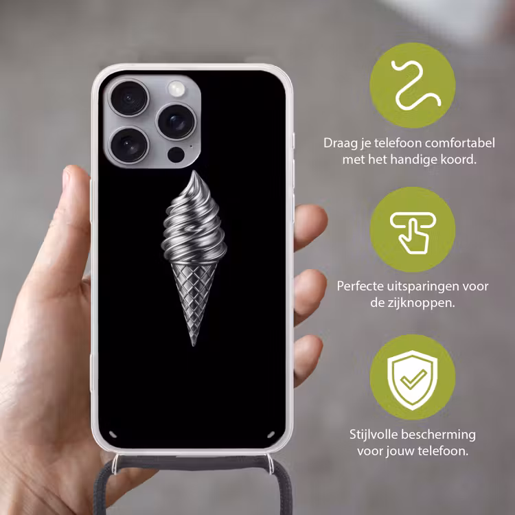 Softijs - Realistisch - Futuristisch Hoesje iPhone 16 Pro Max met koord klein -sfeer2_NL