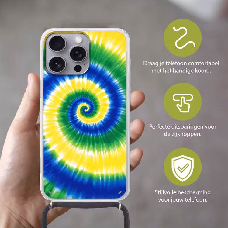 Spiraal - Groen - Draaiend Hoesje iPhone 16 Pro Max met koord klein -sfeer2_NL