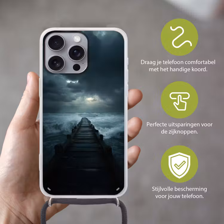 Steiger - Storm - Golven Hoesje iPhone 16 Pro Max met koord klein -sfeer2_NL