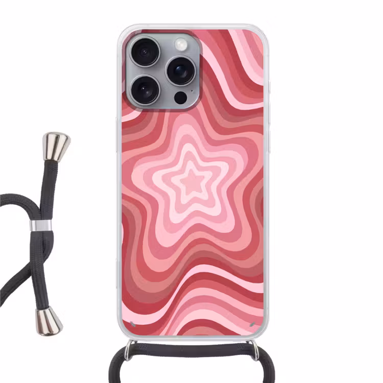 Ster - Golvend - Abstract - Roze Hoesje iPhone 16 Pro Max met koord klein -3d