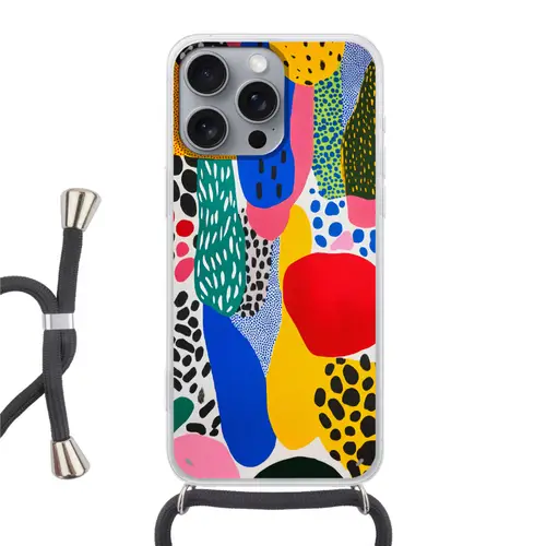 Stippen - Vormen - Modern - Kleuren Hoesje iPhone 16 Pro Max met koord klein -3d