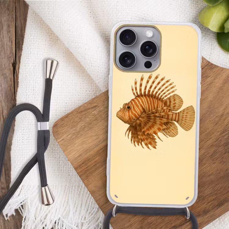 Strepen - Vis - Rond - Stekels Hoesje iPhone 16 Pro Max met koord klein -sfeer4
