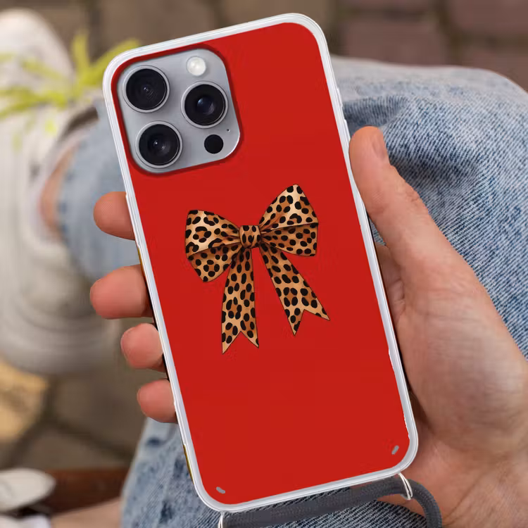 Strik - Sierlijk - Panter - Rood Hoesje iPhone 16 Pro Max met koord klein -sfeer3