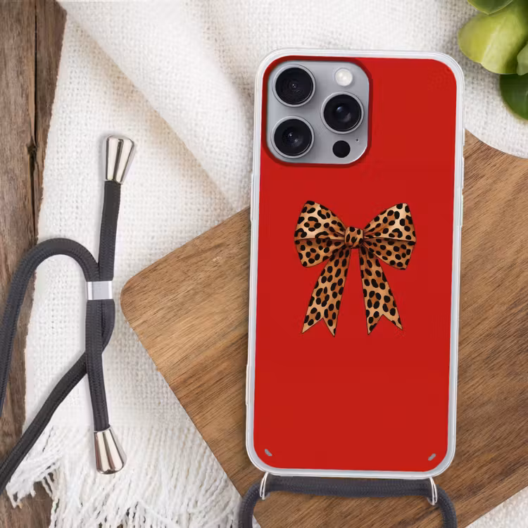 Strik - Sierlijk - Panter - Rood Hoesje iPhone 16 Pro Max met koord klein -sfeer4