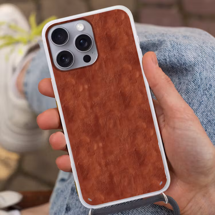 Stucwerk - Textuur - Terracotta Hoesje iPhone 16 Pro Max met koord klein 804 -sfeer3
