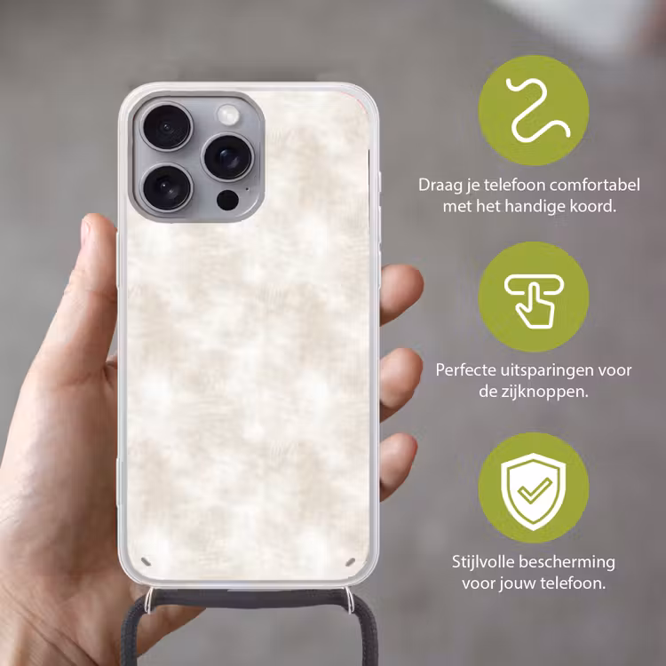 Subtiel - Structuur - Beige Hoesje iPhone 16 Pro Max met koord klein 804 -sfeer2_NL