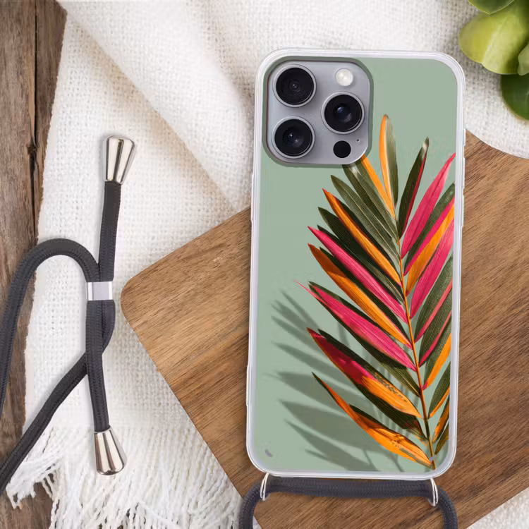 Tak - Bladeren - Kleurrijk - Schaduw Hoesje iPhone 16 Pro Max met koord klein -sfeer4