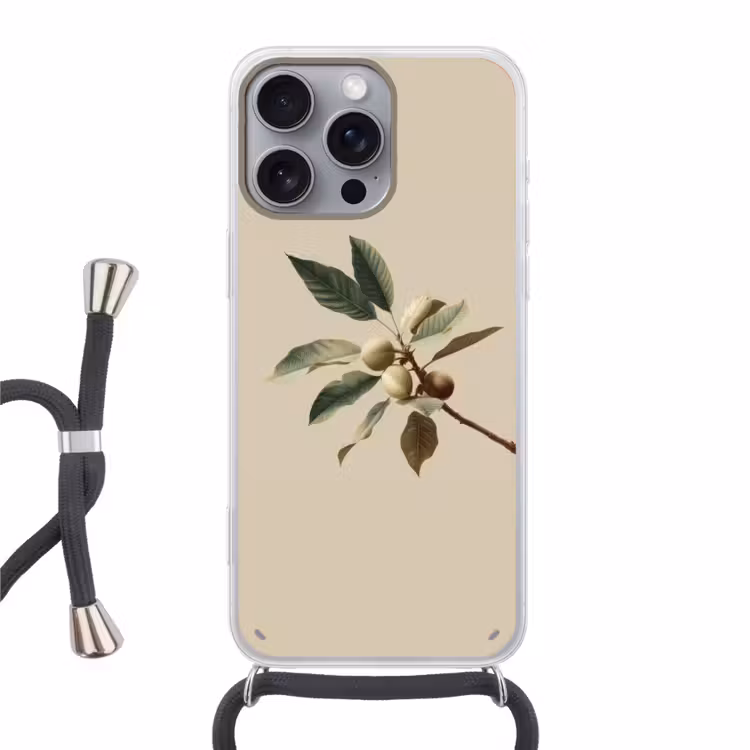 Tak - Groene Bladeren - Vruchten Hoesje iPhone 16 Pro Max met koord klein -3d