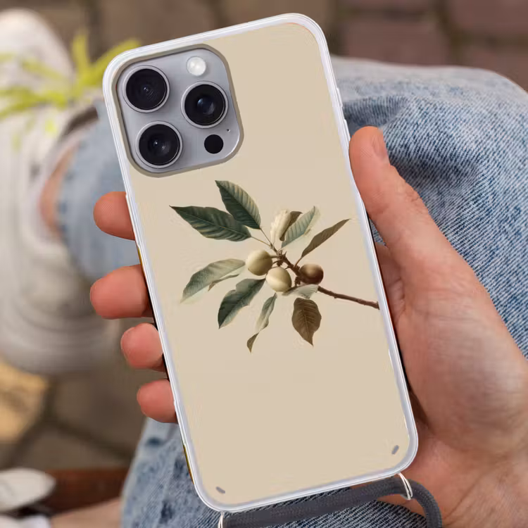 Tak - Groene Bladeren - Vruchten Hoesje iPhone 16 Pro Max met koord klein -sfeer3