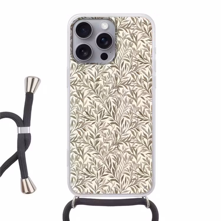 Takken - Botanisch - Taupe Hoesje iPhone 16 Pro Max met koord klein 804 -3d