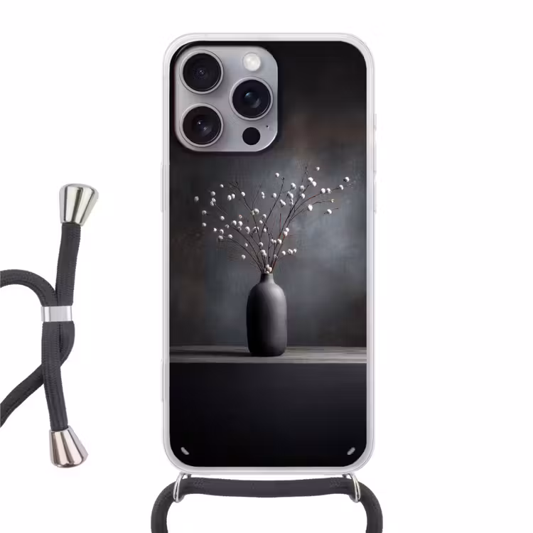 Takken - Vaas - Bolletjes - Wit Hoesje iPhone 16 Pro Max met koord klein -3d