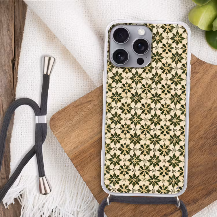 Tegel - Dessin - Groen Hoesje iPhone 16 Pro Max met koord klein 804 -sfeer4