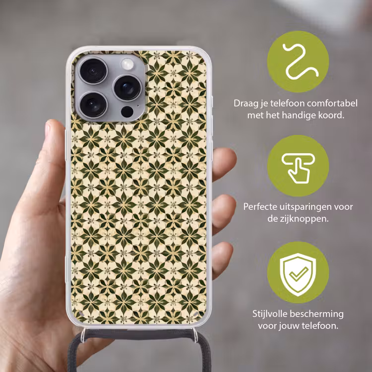 Tegel - Dessin - Groen Hoesje iPhone 16 Pro Max met koord klein 804 -sfeer2_NL