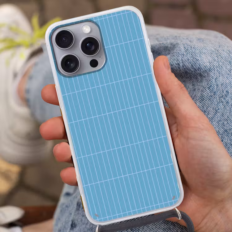 Tegel - Langwerpig - Patroon - Blauw Hoesje iPhone 16 Pro Max met koord klein 804 -sfeer3