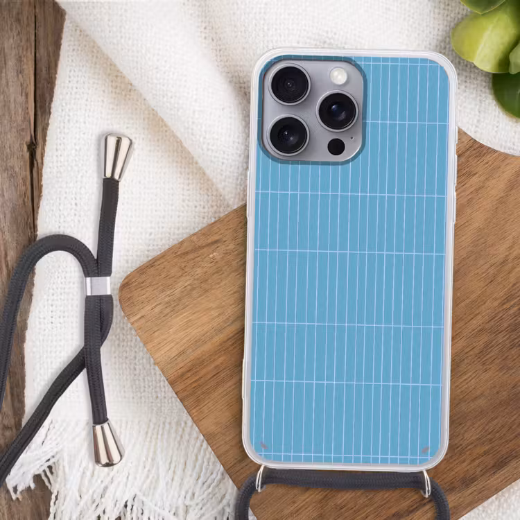 Tegel - Langwerpig - Patroon - Blauw Hoesje iPhone 16 Pro Max met koord klein 804 -sfeer4