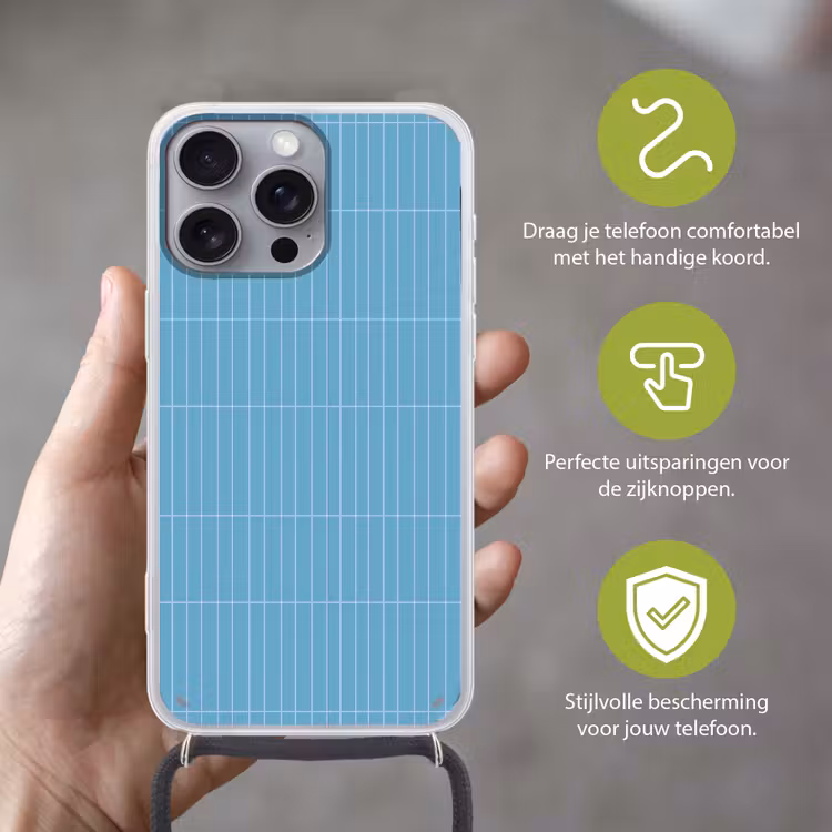 Tegel - Langwerpig - Patroon - Blauw Hoesje iPhone 16 Pro Max met koord klein 804 -sfeer2_NL