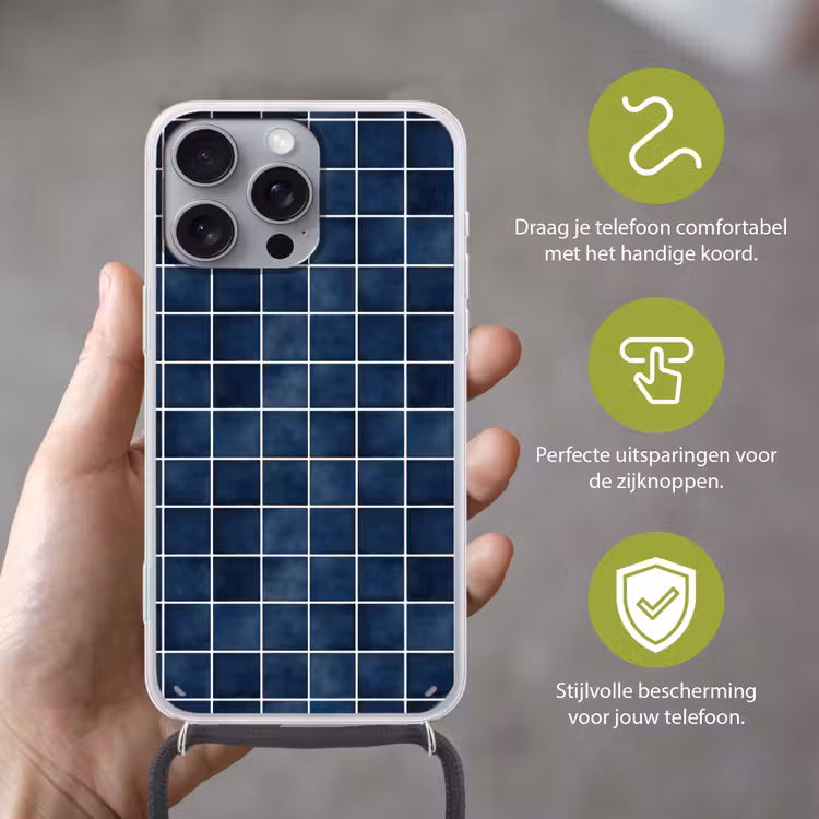 Tegel - Modern - Blauw Hoesje iPhone 16 Pro Max met koord klein 804 -sfeer2_NL