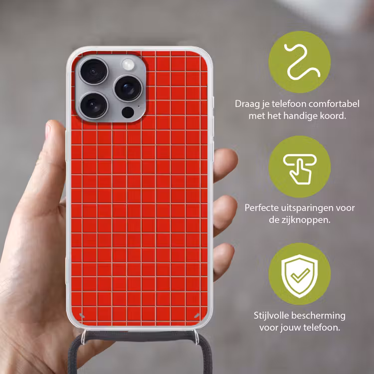 Tegel - Patroon - Kersen - Rood Hoesje iPhone 16 Pro Max met koord klein 804 -sfeer2_NL