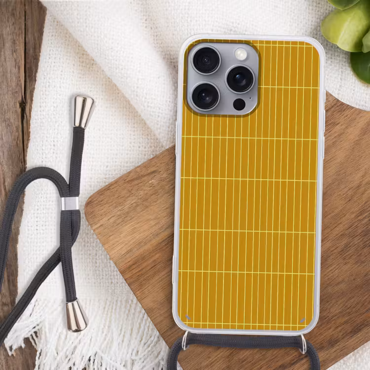 Tegels - Verticaal - Mosterdgeel Hoesje iPhone 16 Pro Max met koord klein 804 -sfeer4