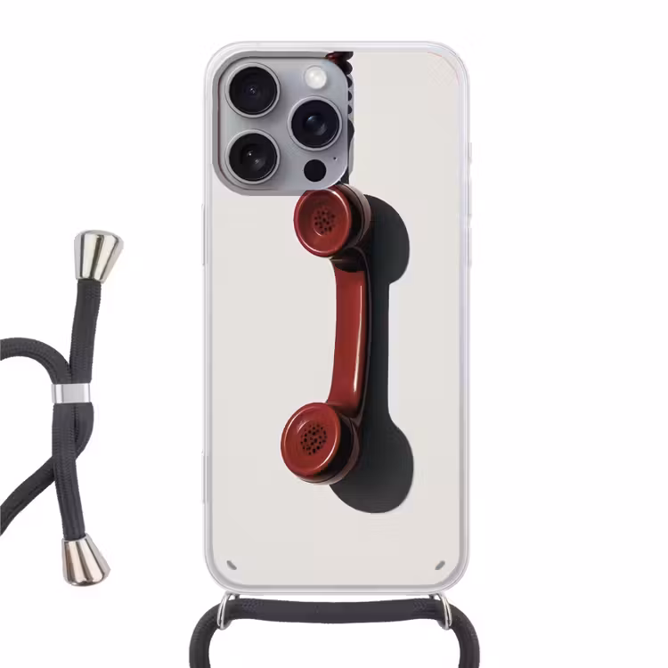 Telefoon - Koord - Rood - Minimalistisch Hoesje iPhone 16 Pro Max met koord klein -3d