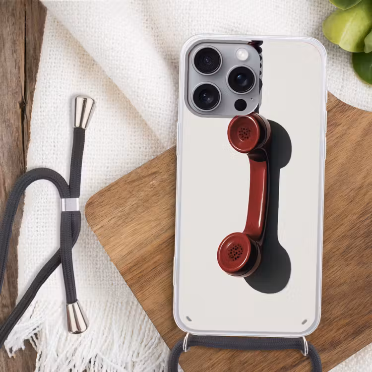 Telefoon - Koord - Rood - Minimalistisch Hoesje iPhone 16 Pro Max met koord klein -sfeer4