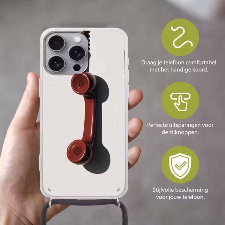 Telefoon - Koord - Rood - Minimalistisch Hoesje iPhone 16 Pro Max met koord klein -sfeer2_NL