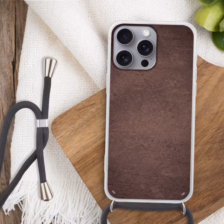 Textuur - Beton - Abstract - Donker - Bruin Hoesje iPhone 16 Pro Max met koord klein -sfeer4